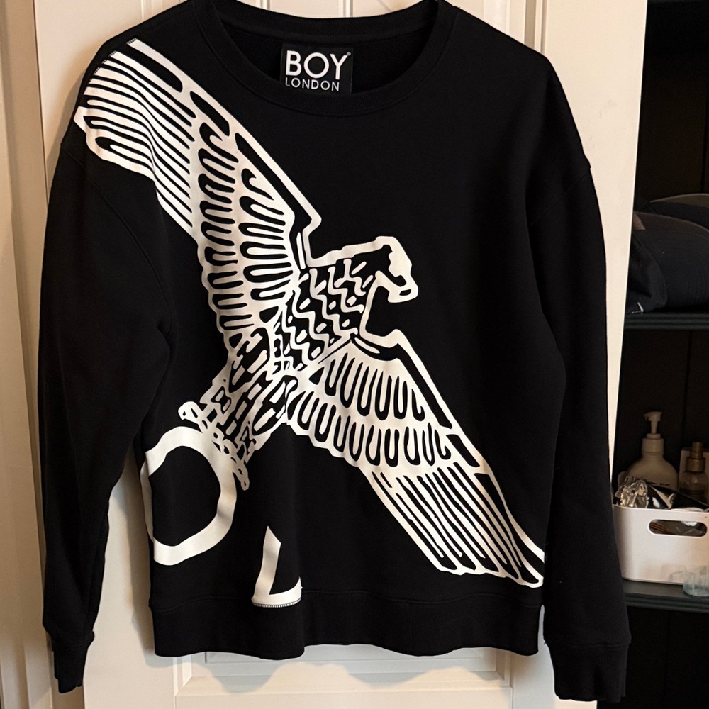 BOY London Black Crewneck Sweater with White Eagle